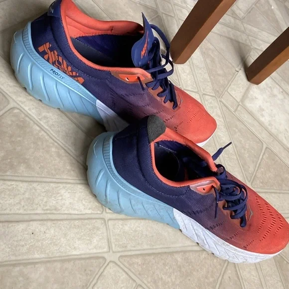 HOKA One One Men’s Size 10 Mach 2 Running Shoe Blue/Orange PROFLY Mesh - Picture 8 of 8